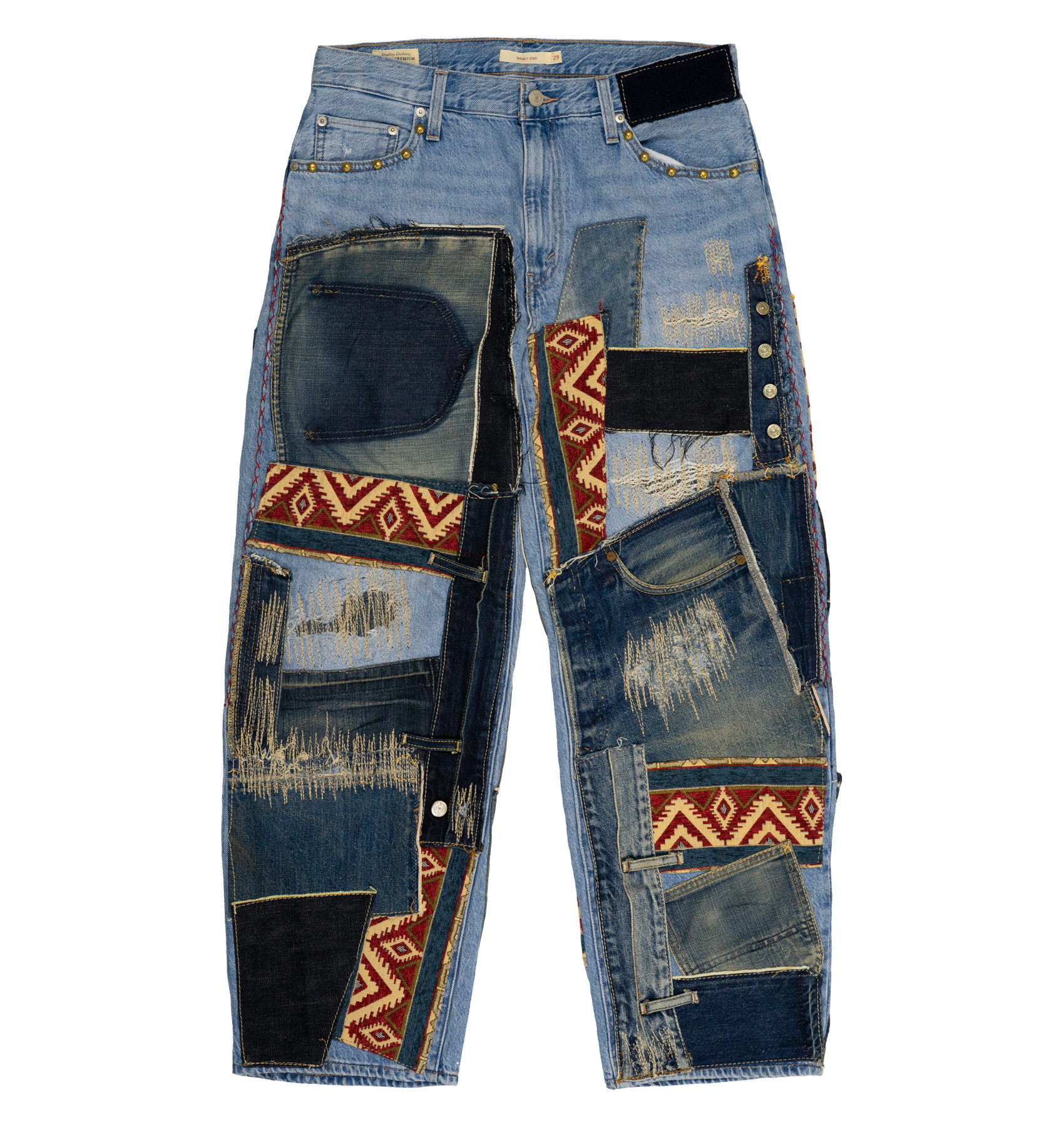 Chota Reworked Denim: Baggy Dad Jeans, Tribal Indigo - W29