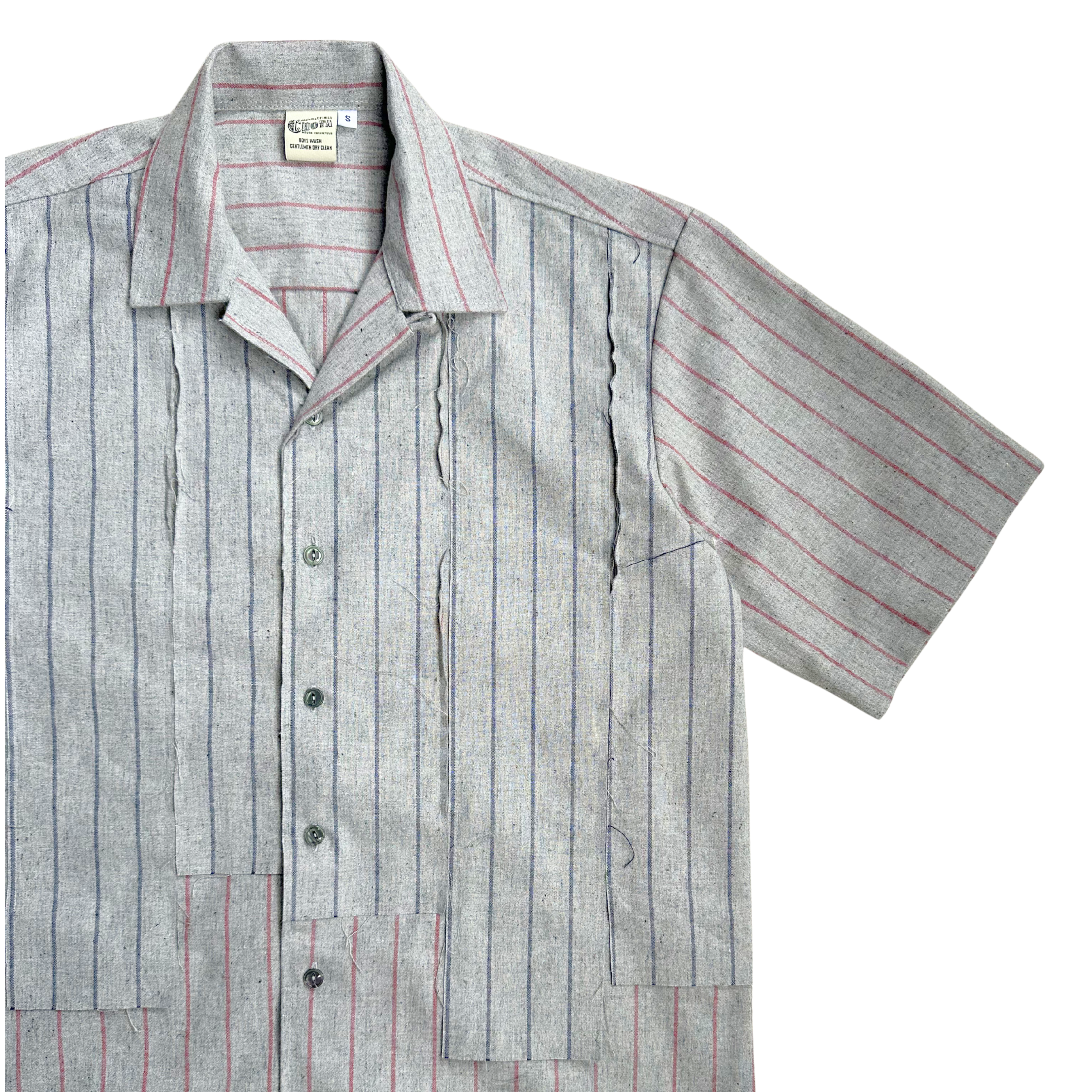 Reconstructed Grey Stripes Panel Shirt