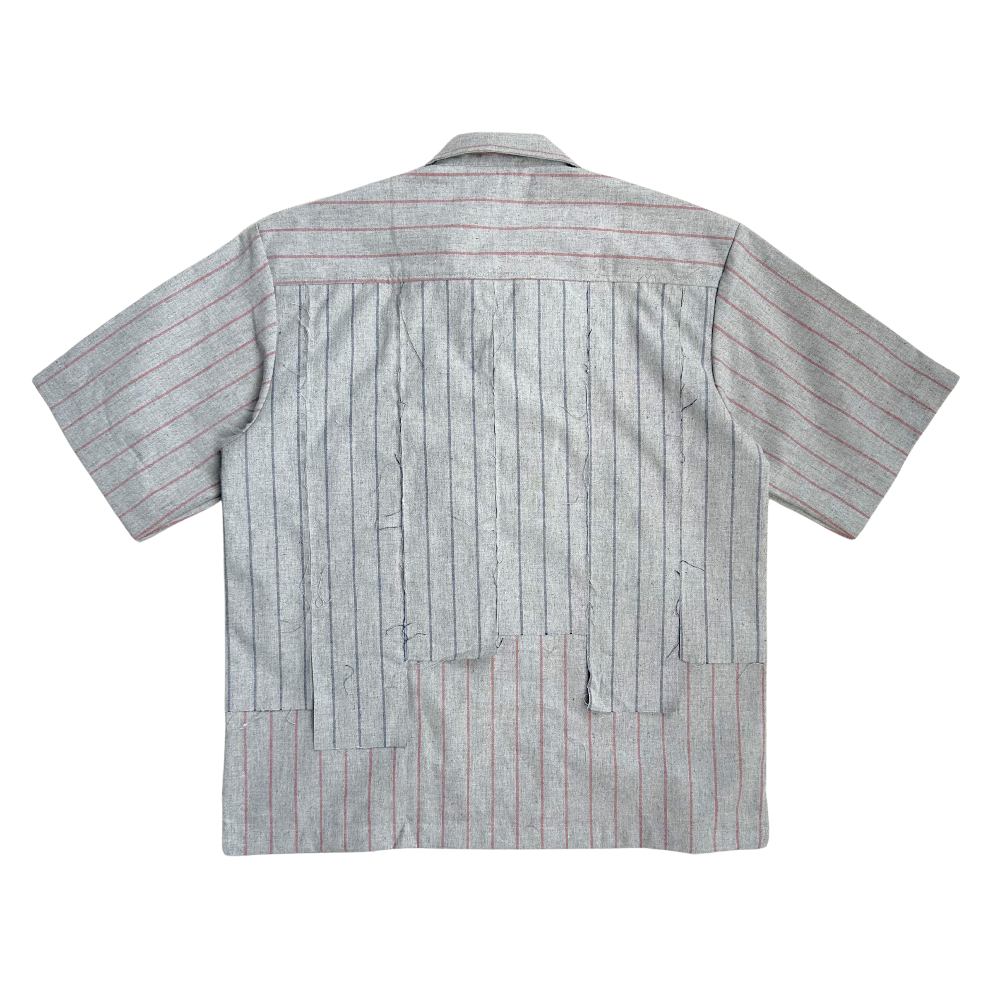 Reconstructed Grey Stripes Panel Shirt