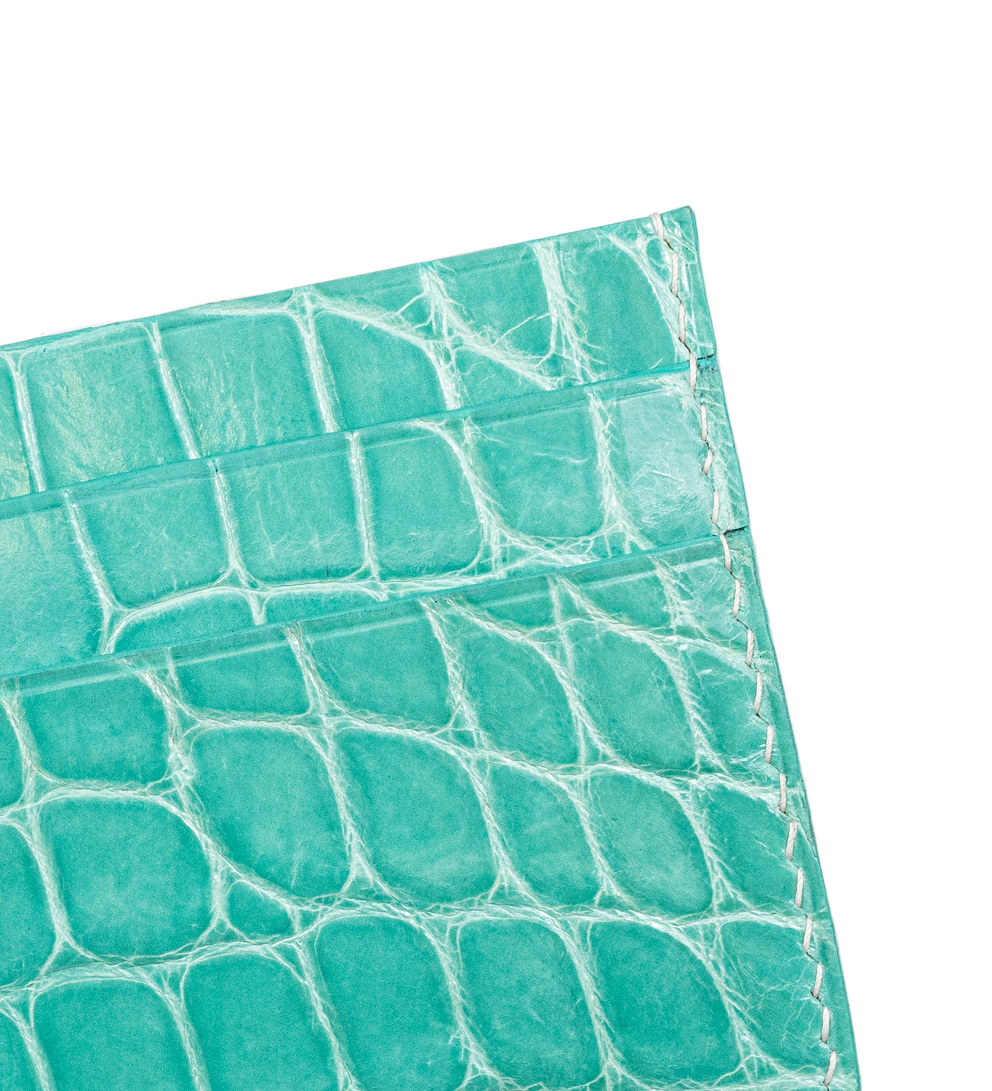 Multi-slot Cardholder, Crocodile Leather in Mint Blue