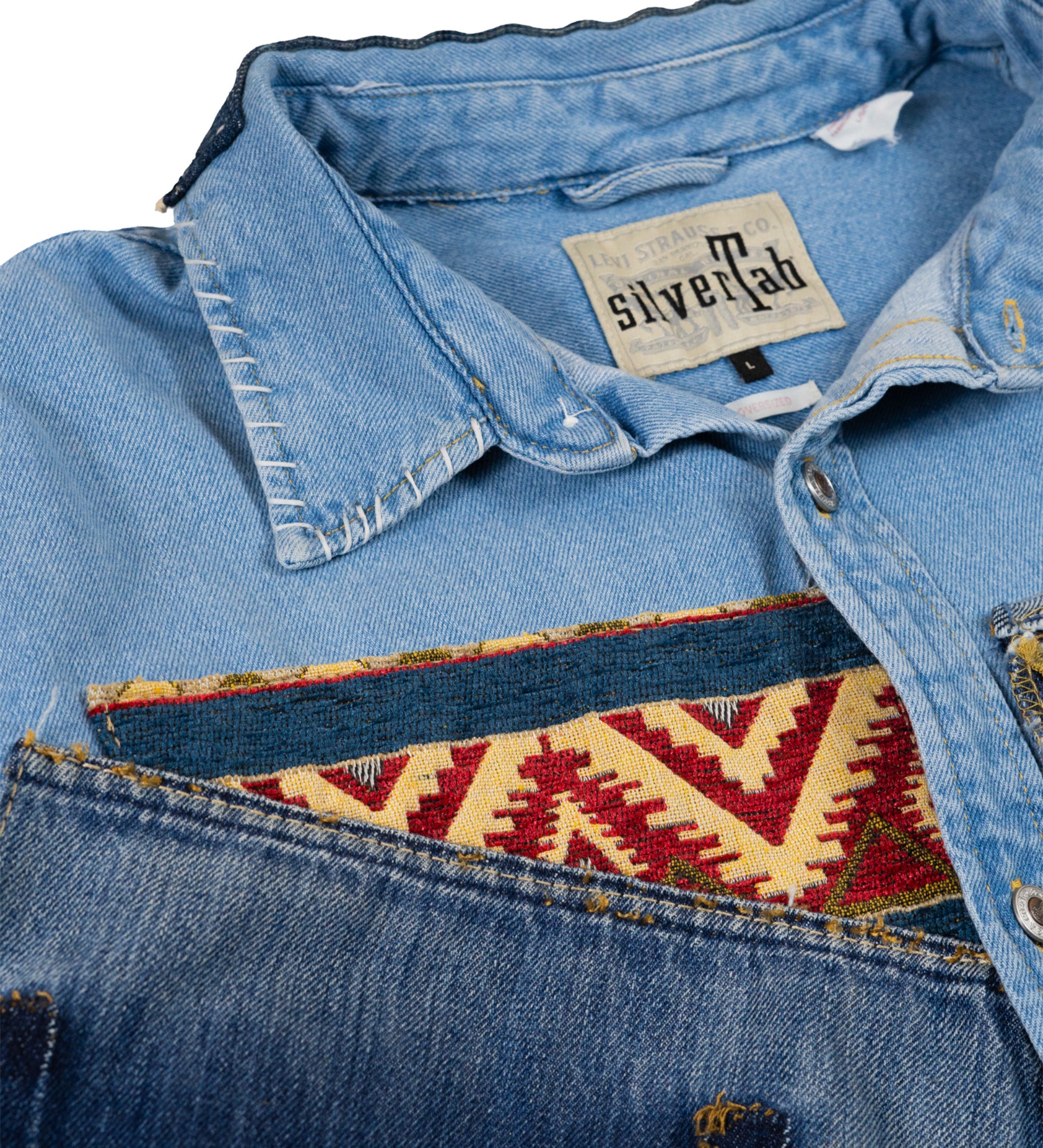 Chota Reworked Denim: SilverTab Oversized Shirt, Tribal Indigo - L