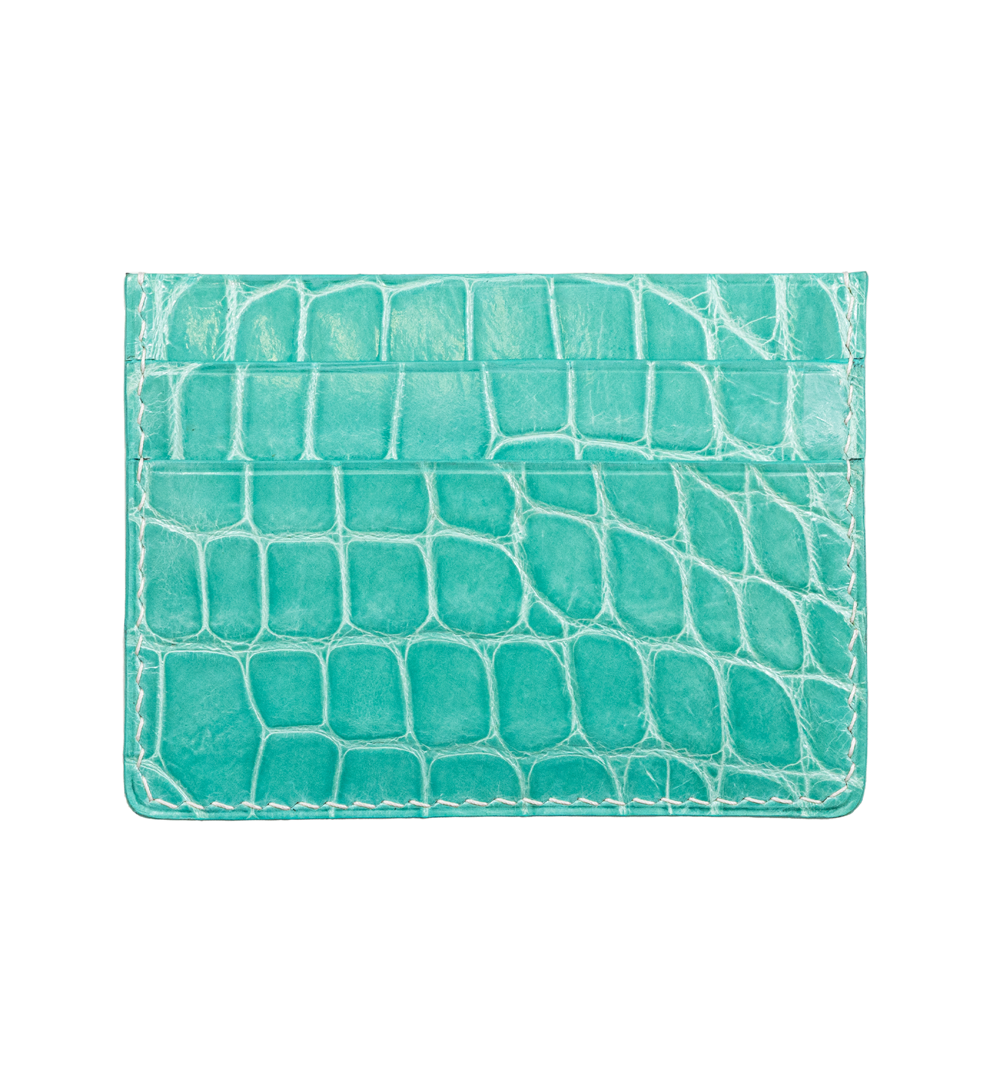 Multi-slot Cardholder, Crocodile Leather in Mint Blue