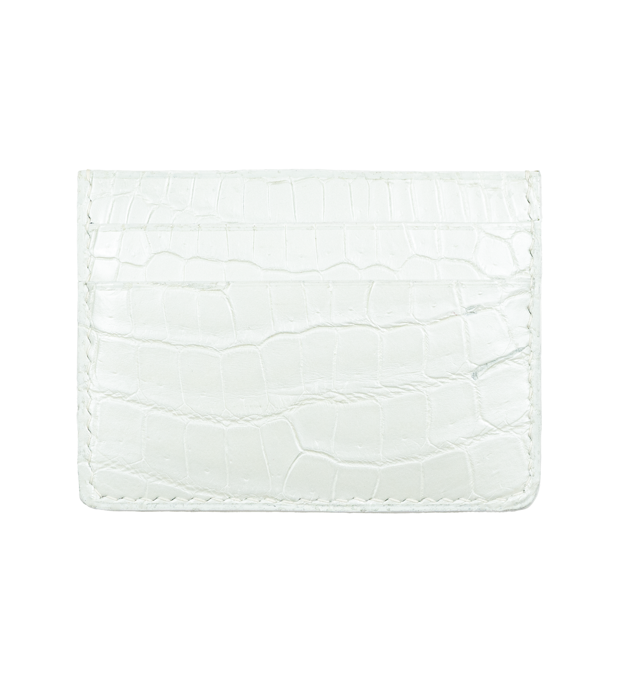 Multi-slot Cardholder, Crocodile Leather in Pearl White
