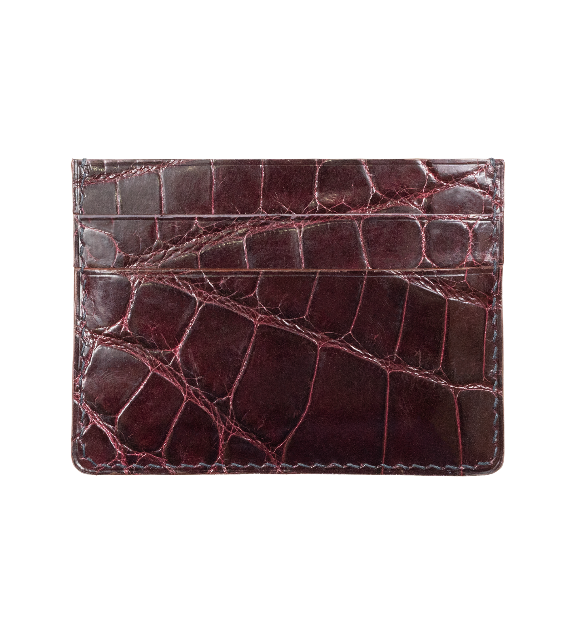 Multi-slot Cardholder, Crocodile Leather in Wine Red