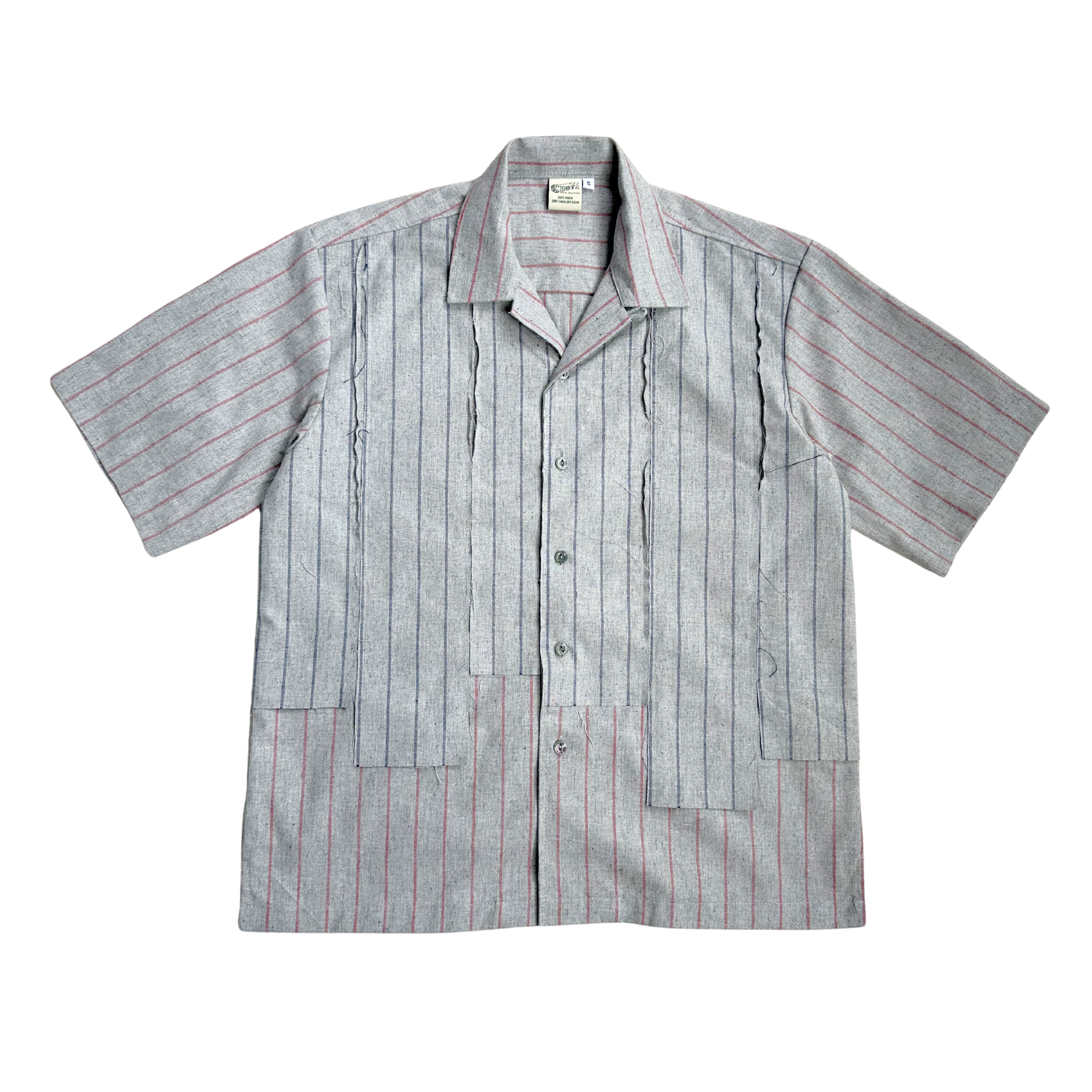 Reconstructed Grey Stripes Panel Shirt