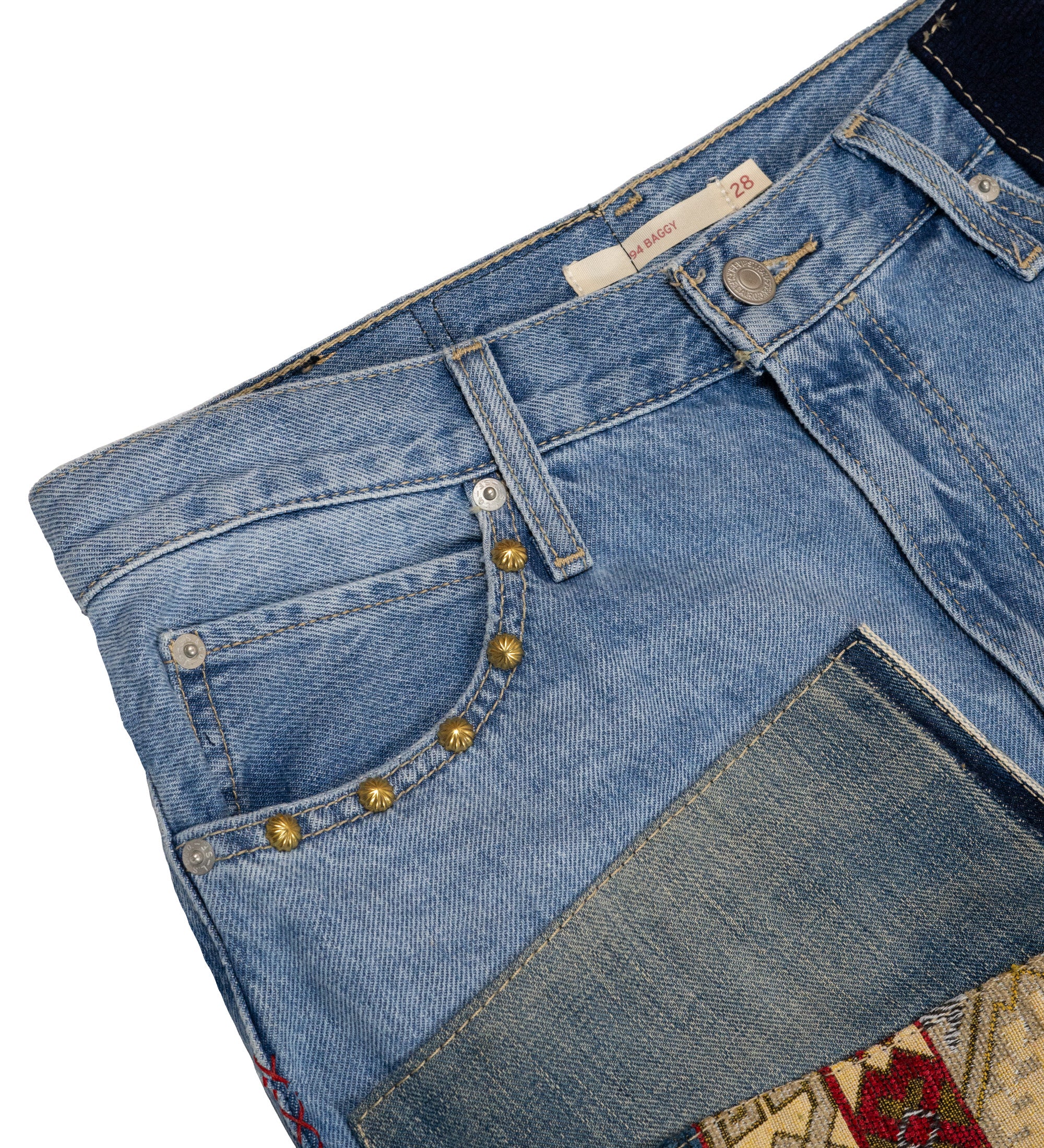 Chota Reworked Denim: Baggy Dad Jeans, Tribal Indigo - W28