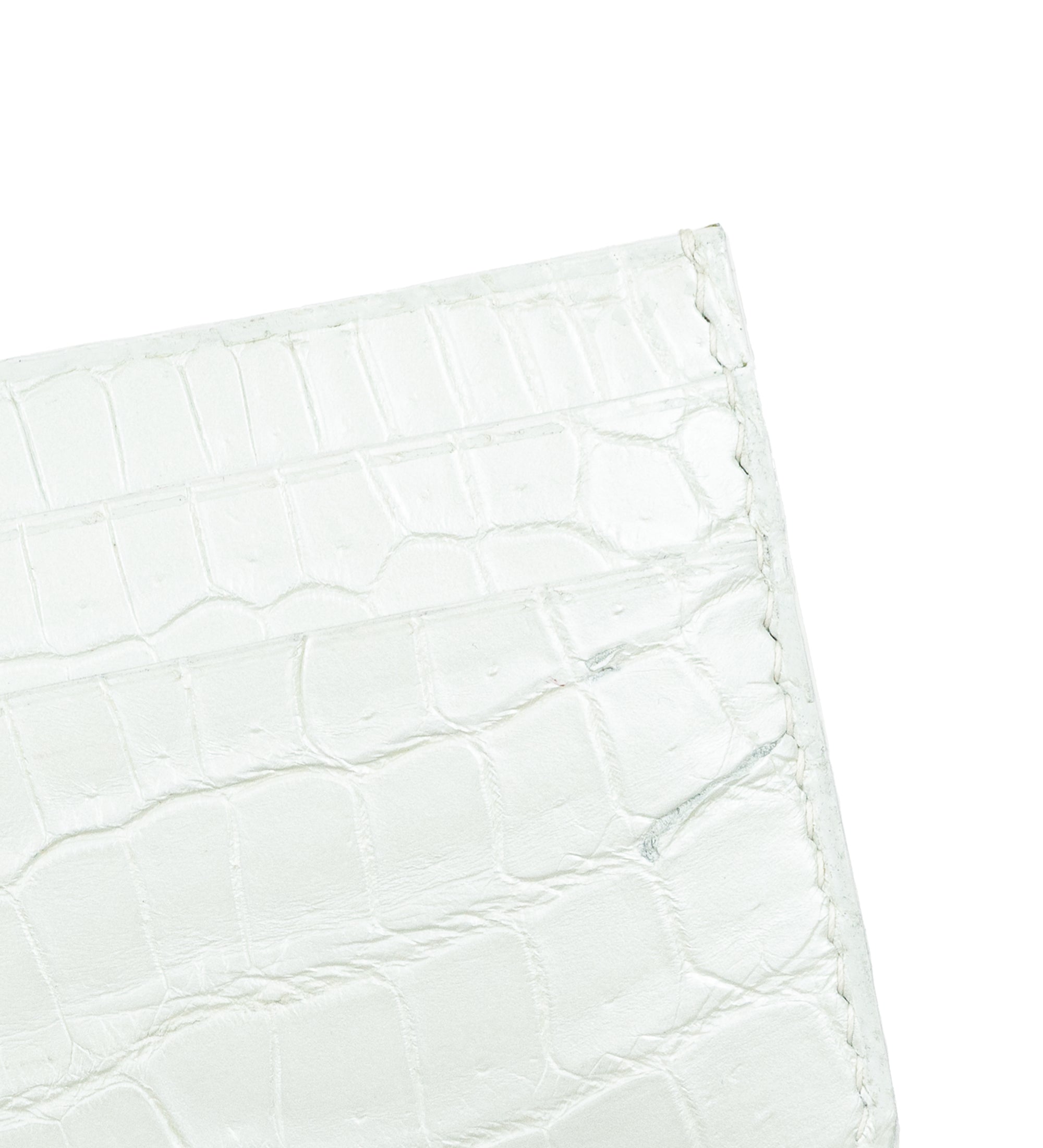 Multi-slot Cardholder, Crocodile Leather in Pearl White