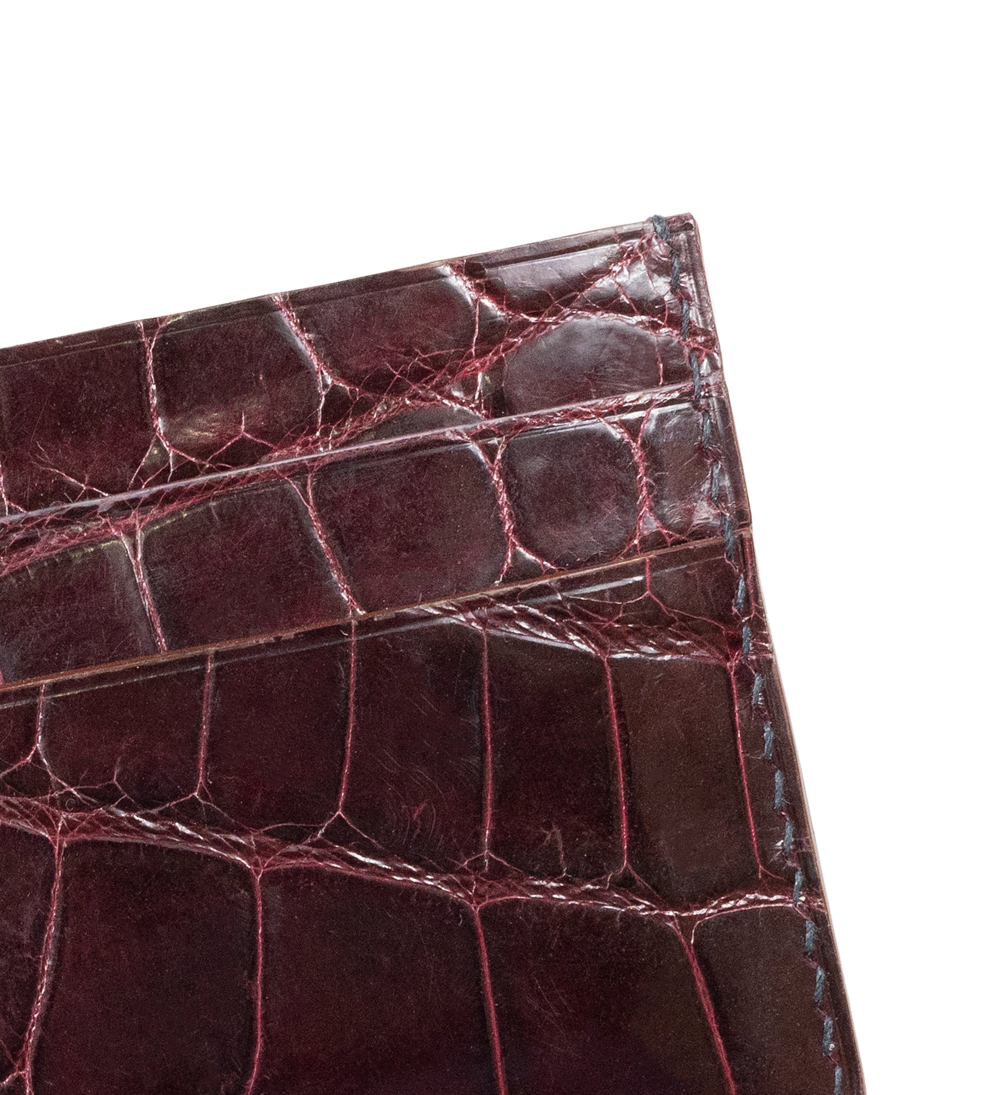 Multi-slot Cardholder, Crocodile Leather in Wine Red