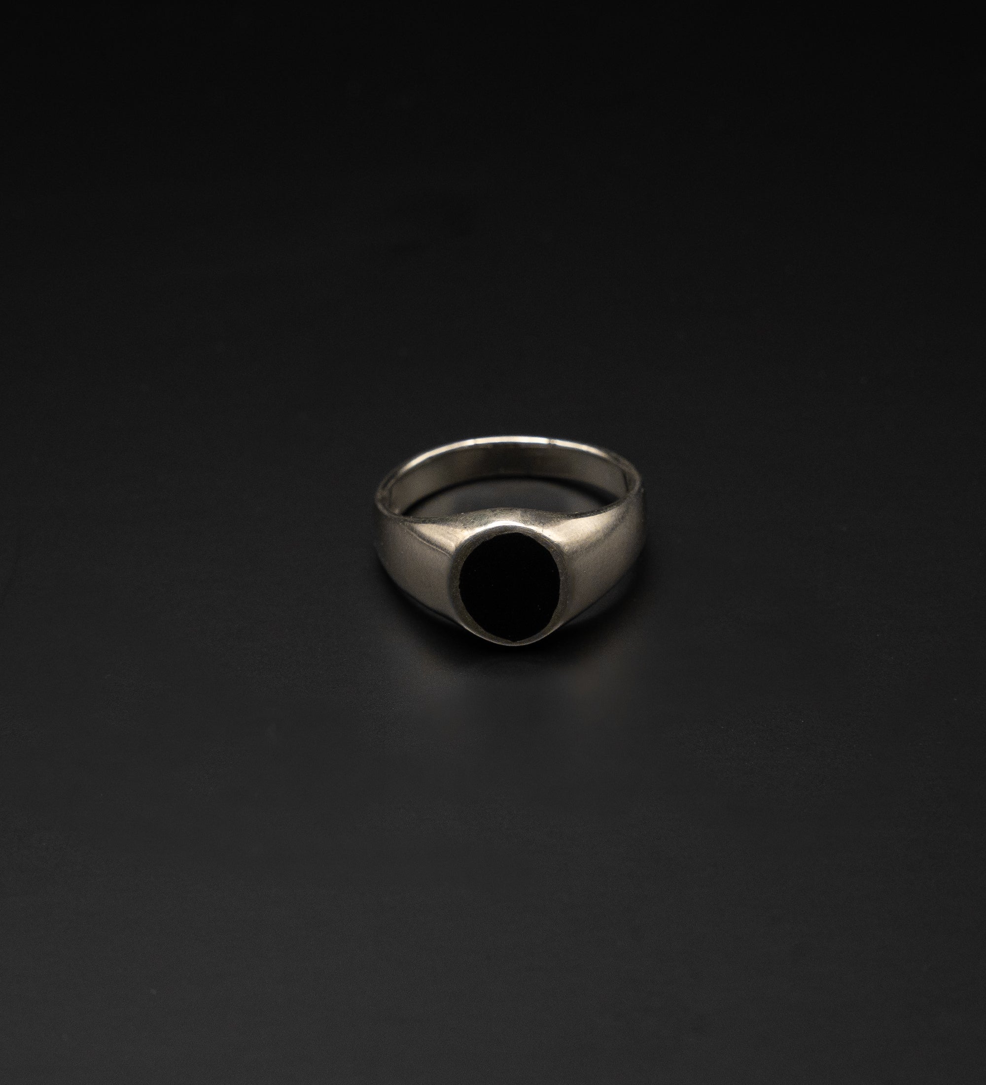 Black Onyx Signet Ring, Sterling Silver