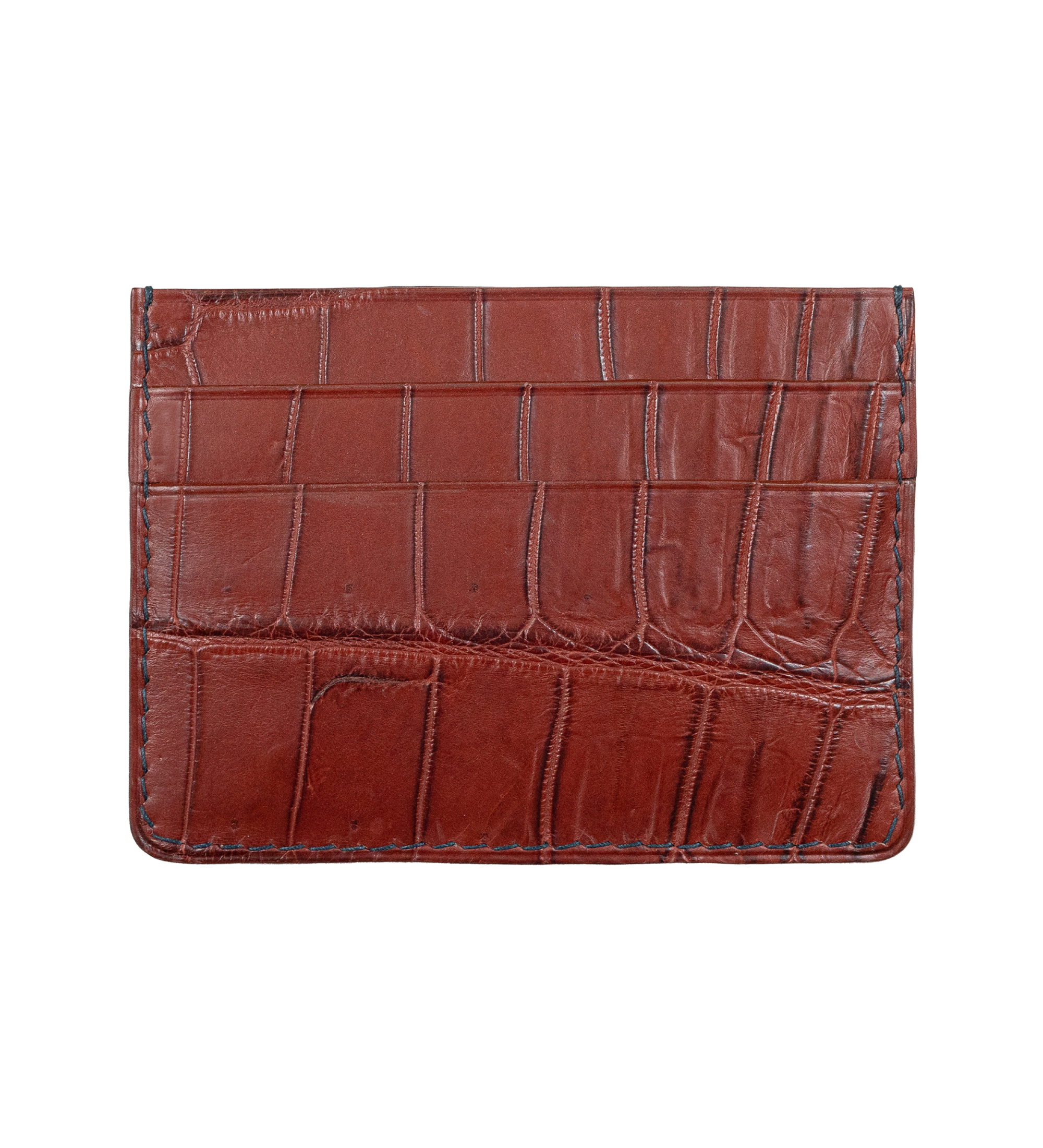 Multi-slot Cardholder, Crocodile Leather in Red