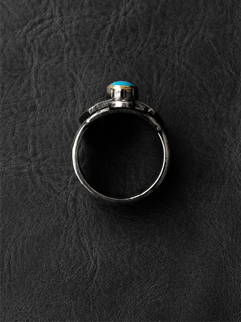 Silver Thunderbird Ring with Turquoise Gemstone